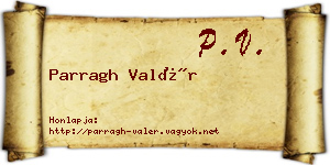 Parragh Valér névjegykártya